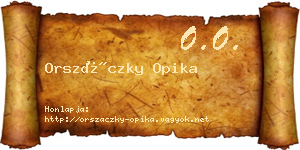 Orszáczky Opika névjegykártya